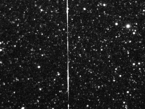 15 stacked frames with two satellite tracks